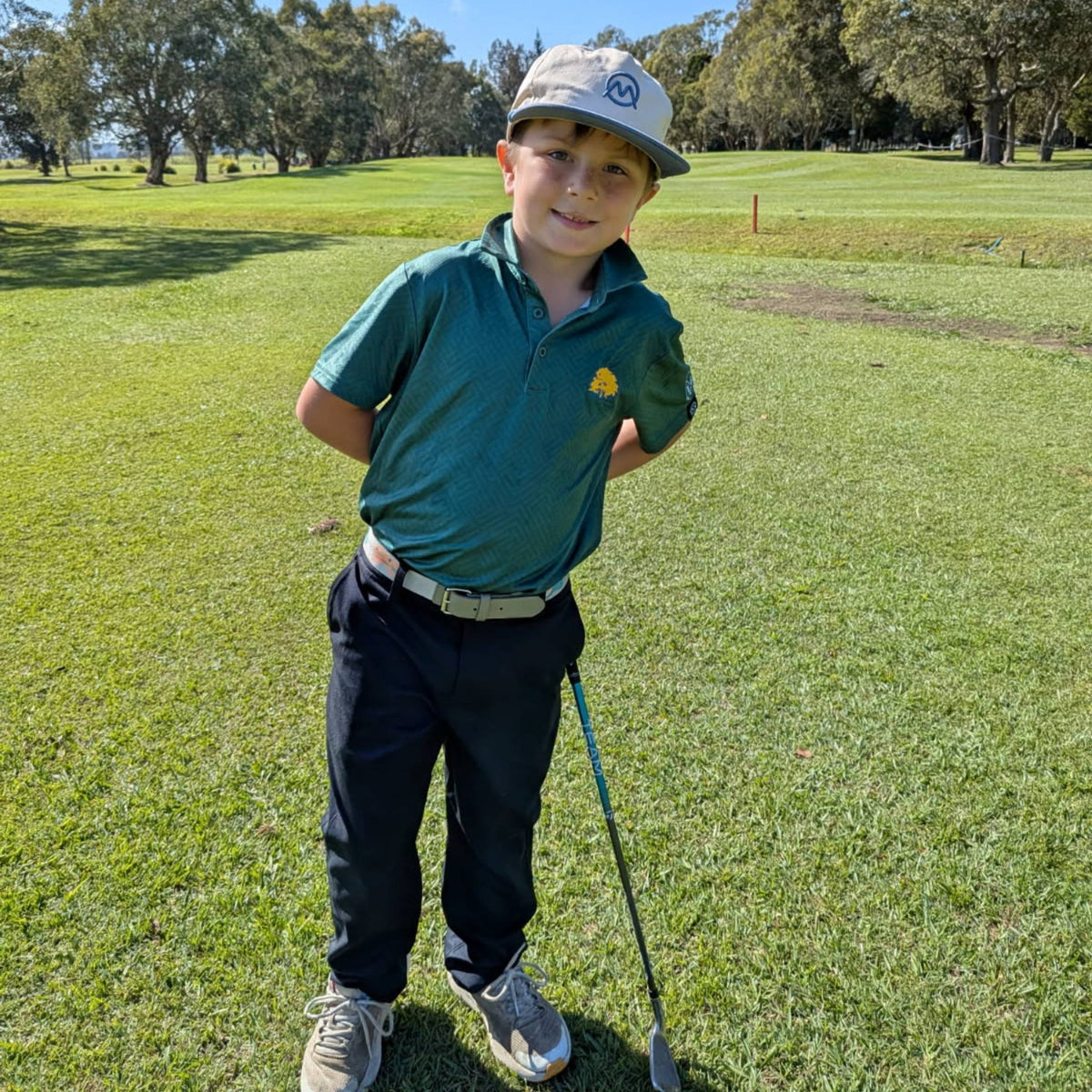 TourWeave Kids Golf Polo - Green Maze