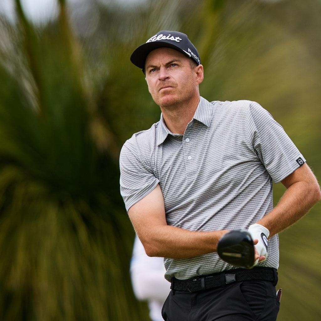 OrnumElite Golf Polo - Black on White