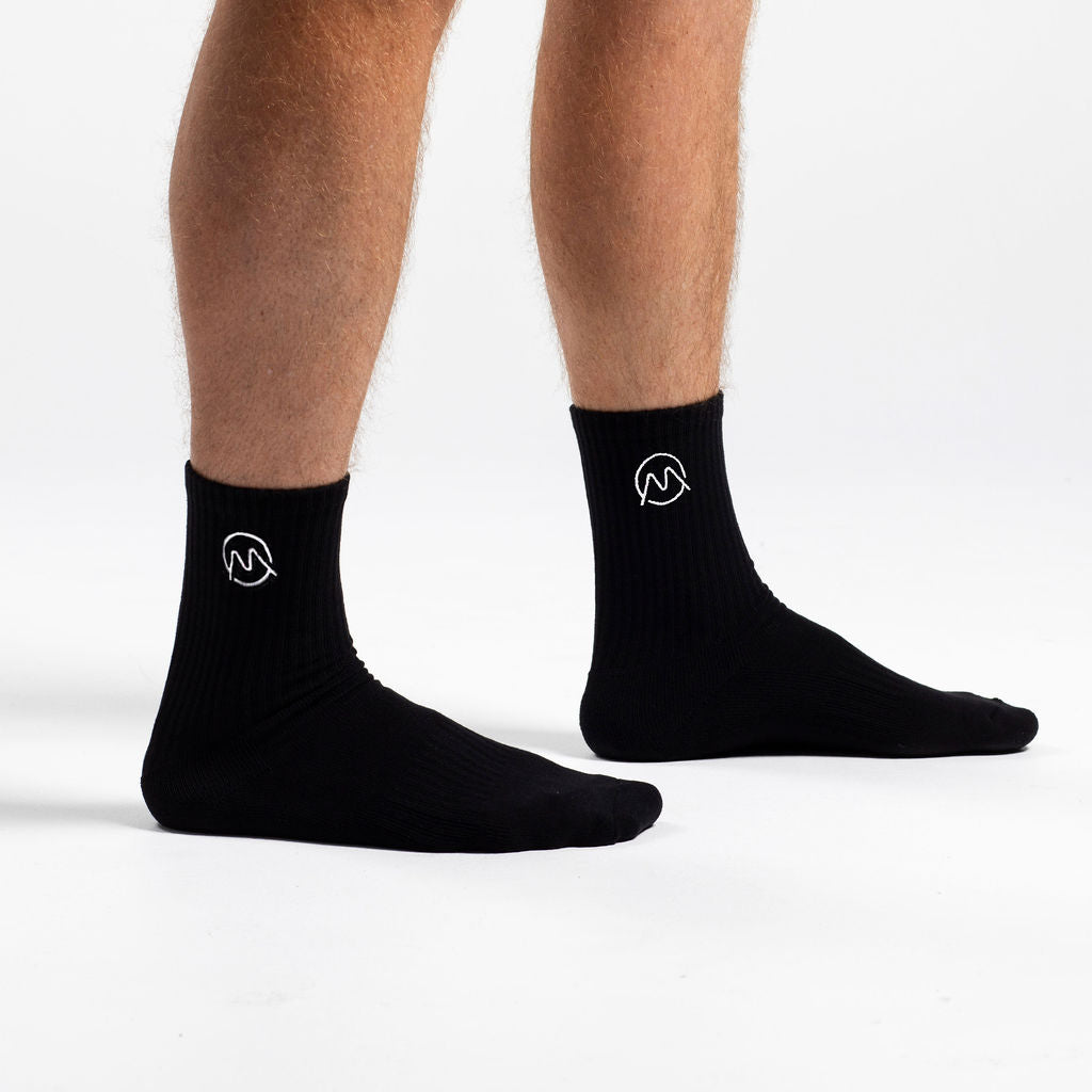 Ornum Embroidered Golf 1/4 Crew Socks - Black
