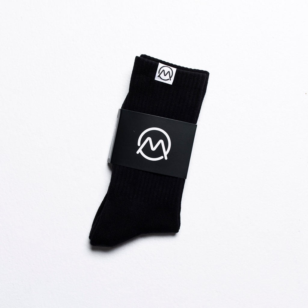 Ornum Performance Mid Crew Golf Socks - Black