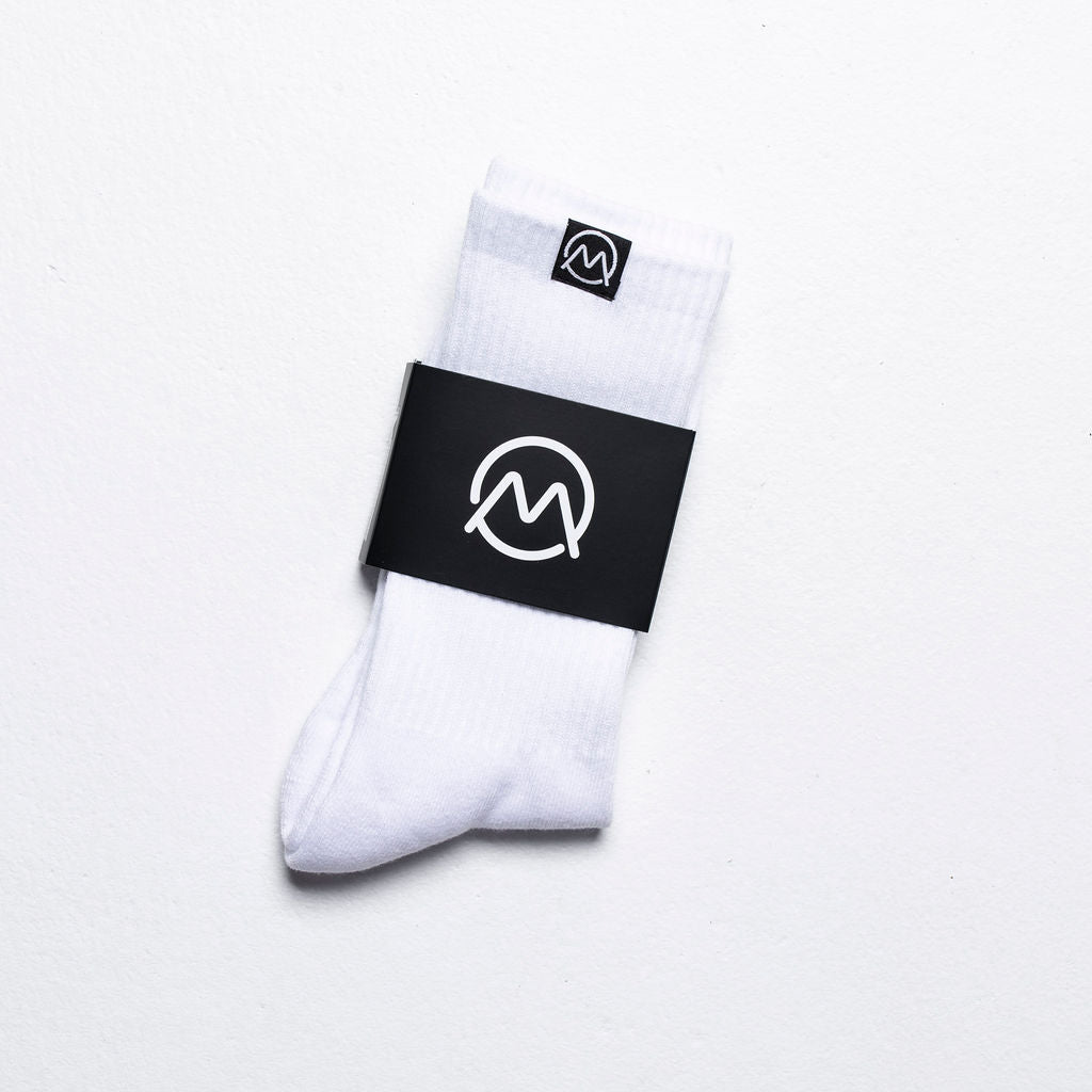 Ornum Performance Mid Crew Golf Socks - White