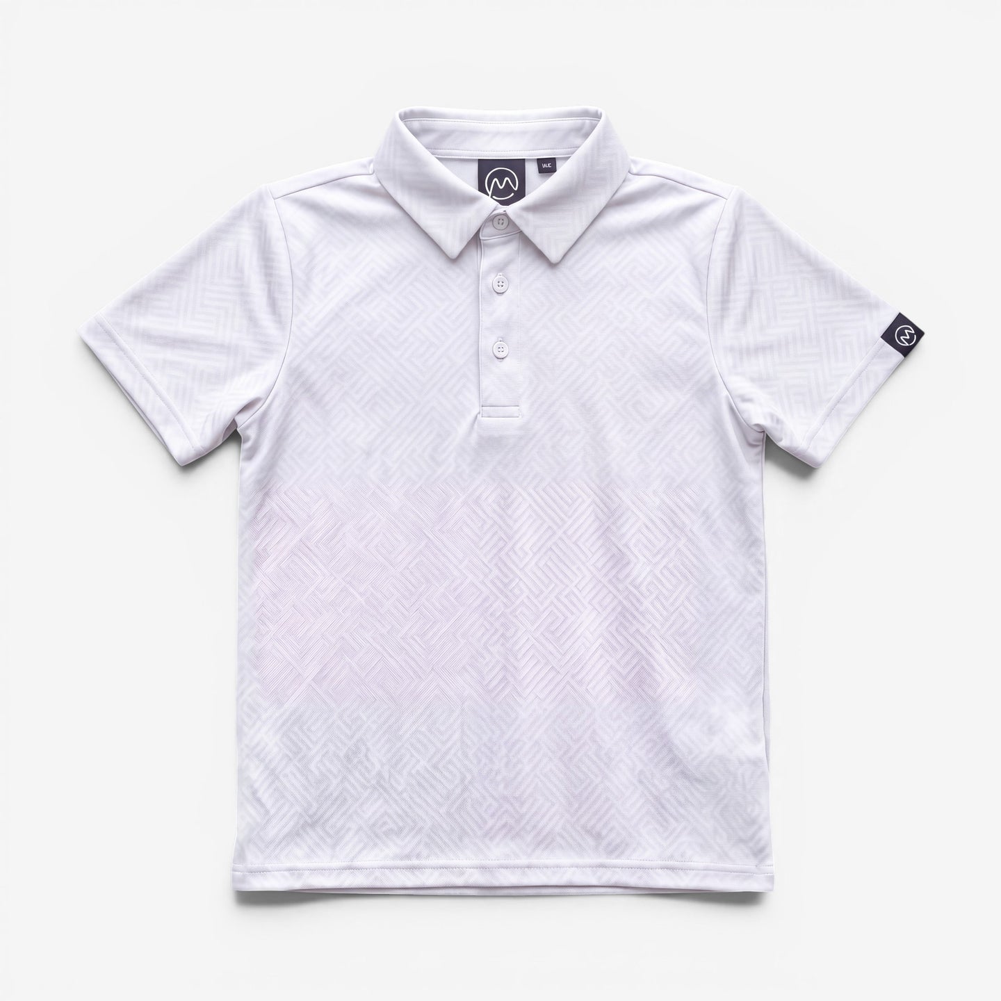 TourWeave Kids Golf Polo - White Maze