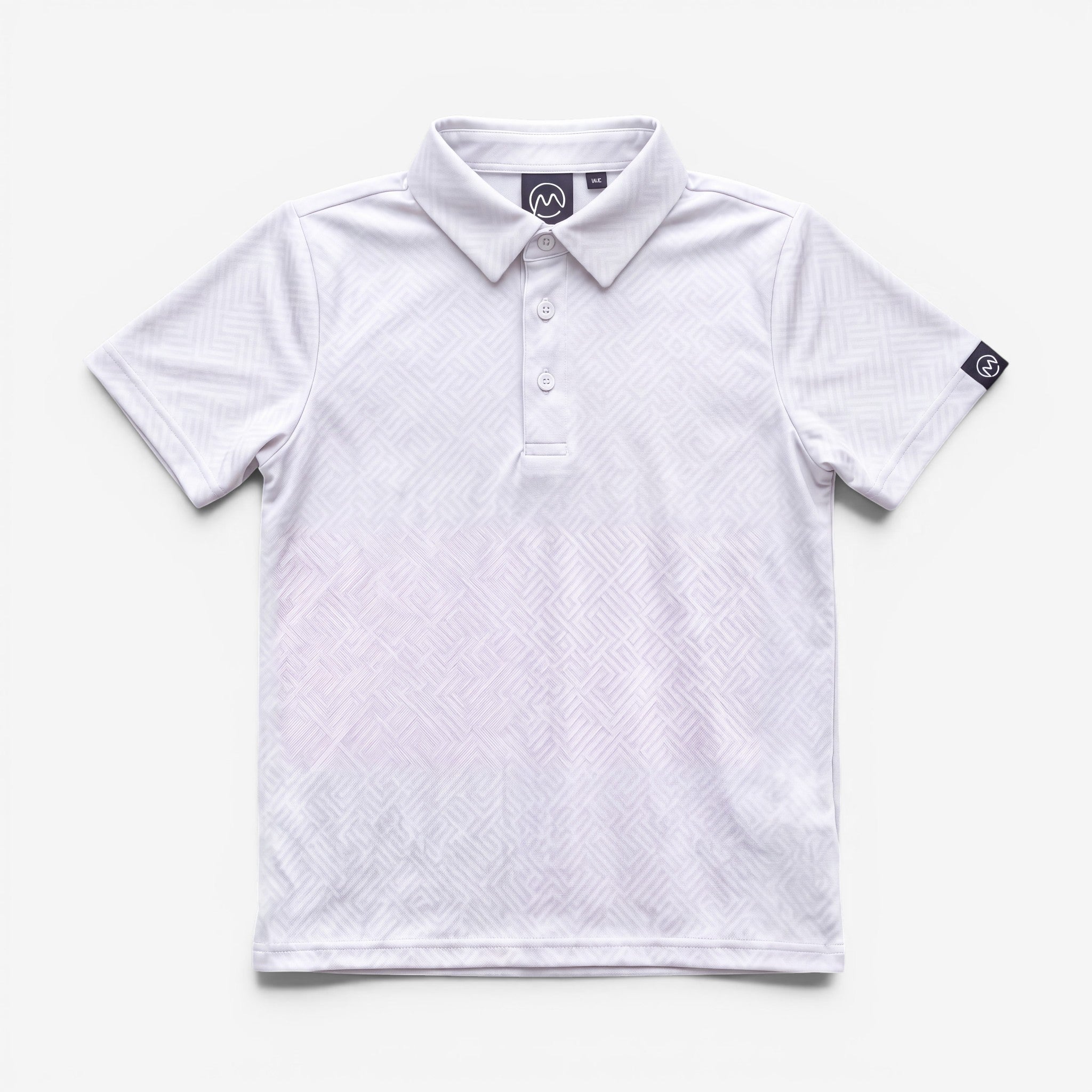 TourWeave Kids Golf Polo - White Maze